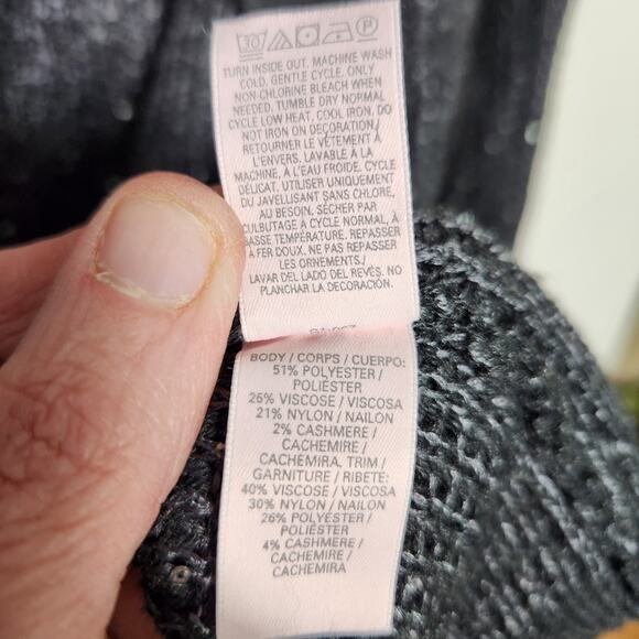 Victoria's Secret Long Open Cardigan Sweater Sequin Sparkle Grey Sz M Cozy Soft - Picture 8 of 13